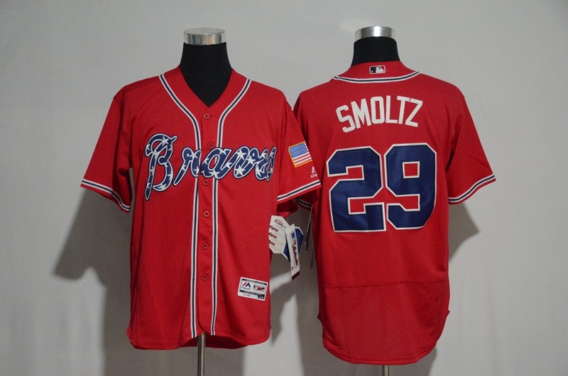 MLB Braves 29 John Smoltz Red FlexBase Men Jersey