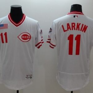 MLB Reds 11 Barry Larkin White Cooperstown 2016 New Flexbase Men Jersey
