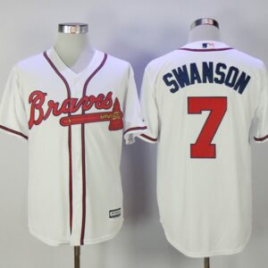 MLB Braves 7 Dansby Swanson White New Cool Base Men Jersey