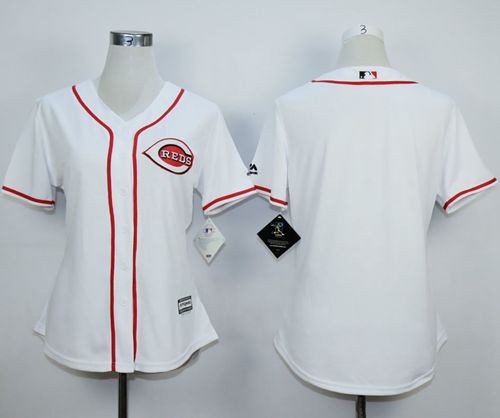 MLB Reds Blank White Home Women Jersey