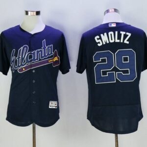 MLB Braves 29 John Smoltz Navy Blue Flexbase Men Jersey