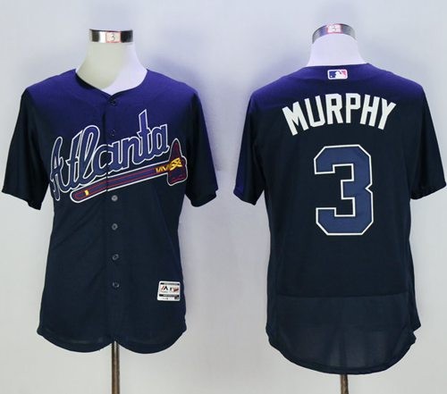 MLB Braves 3 Dale Murphy Navy Blue Flexbase Men Jersey