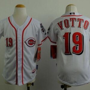 MLB Reds 19 Joey Votto White Cool Base Youth Jersey
