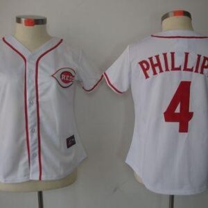 MLB Reds 4 Brandon Phillips White Fashion Women Jersey