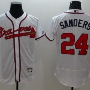 MLB Braves 24 Deion Sanders White Flexbase Men Jersey