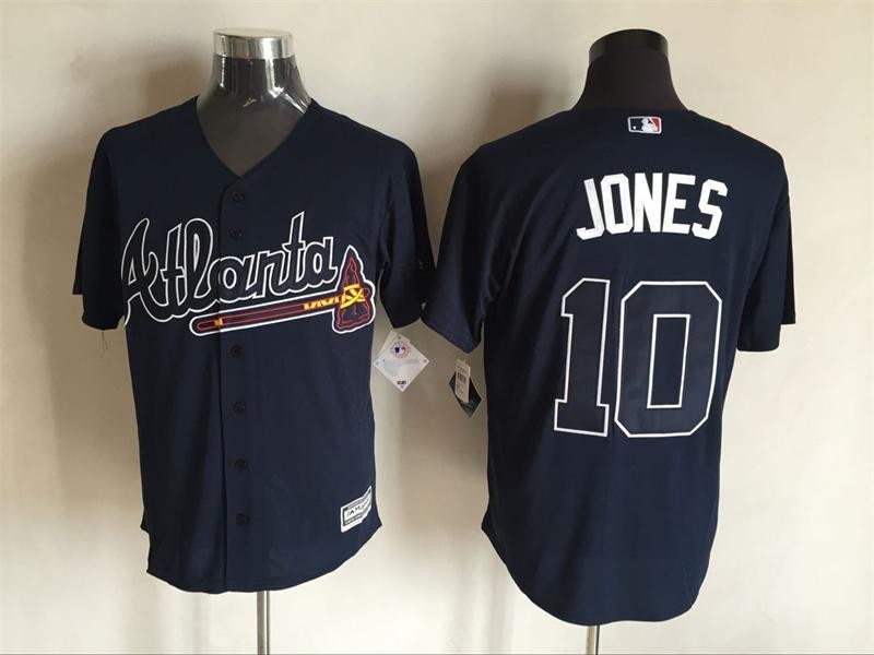 MLB Braves 10 Chipper Jones Blue New Cool Base Men Jersey