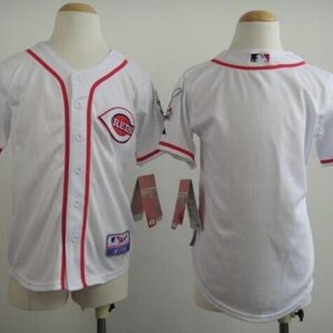 MLB Reds Blank White Cool Base Youth Jersey
