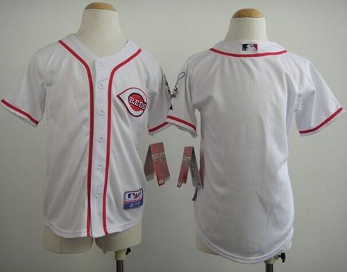 MLB Reds Blank White Cool Base Youth Jersey