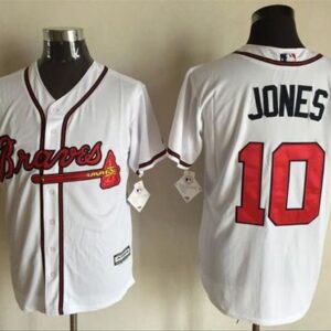 MLB Braves 10 Chipper Jones White New Cool Base Men Jersey