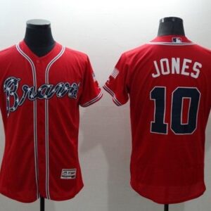MLB Braves 10 Chipper Jones Red Flexbase Men Jersey