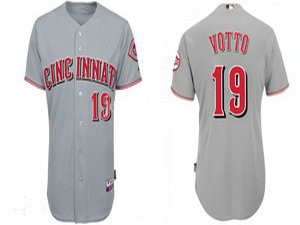 MLB Reds 19 Joey Votto Grey Cool Base Men Jersey