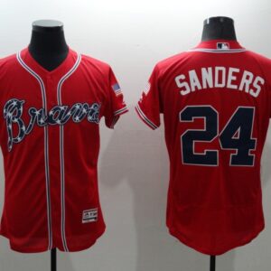 MLB Braves 24 Deion Sanders Red Flexbase Men Jersey