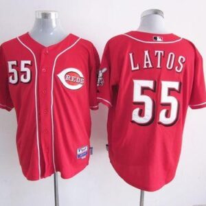 MLB Reds 55 Mat Latos Red Cool Base Men Jersey