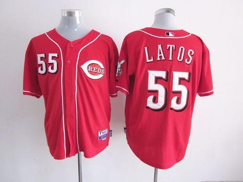 MLB Reds 55 Mat Latos Red Cool Base Men Jersey
