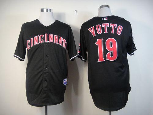 MLB Reds 19 Joey Votto Black Men Jersey