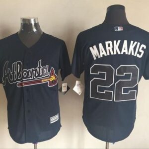 MLB Braves 22 Nick Markakis Blue New Cool Base Men Jersey