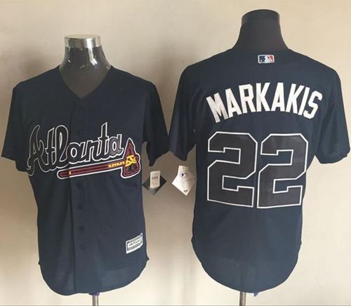 MLB Braves 22 Nick Markakis Blue New Cool Base Men Jersey