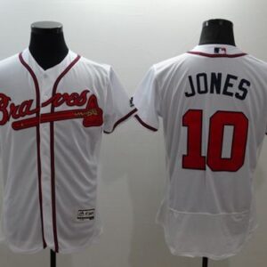 MLB Braves 10 Chipper Jones White Flexbase Men Jersey