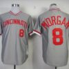 MLB Reds 8 Joe Morgan Grey Mitchell and Ness Throwback Men Jersey