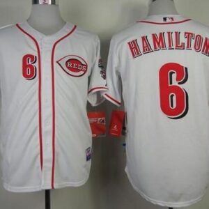 MLB Reds 6 Billy Hamilton White Cool Base Men Jersey