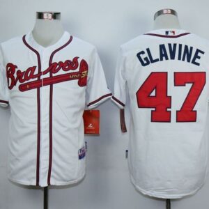 MLB Braves 47 Tom Glavine White 75th Anniversary Commemorative Patch Men Jersey