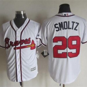 MLB Braves 29 John Smoltz White New Cool Base Men Jersey