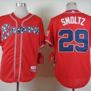 MLB Braves 29 John Smoltz Red Cool Base Men Jersey
