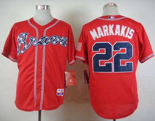 MLB Braves 22 Nick Markakis Red Cool Base Men Jersey