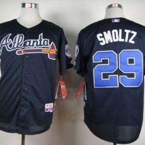 MLB Braves 29 John Smoltz Blue Cool Base Men Jersey