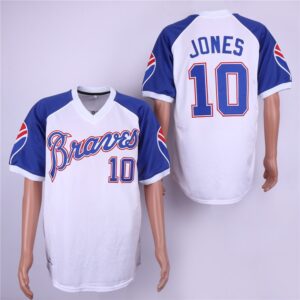 MLB Braves 10 Chipper Jones White 1974 Throwback Men Jersey