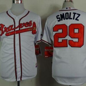 MLB Braves 29 John Smoltz White Cool Base Men Jersey
