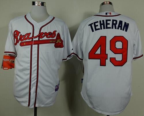 MLB Braves 49 Julio Teheran White Cool Base Men Jersey