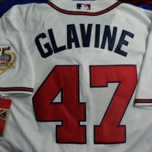 MLB Braves 47 Tom Glavine White With 75th Anniversary Commemorative Patch Men Jersey