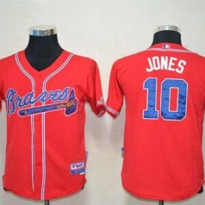 MLB Braves 10 Chipper Jones Red Cool Base Youth Jersey