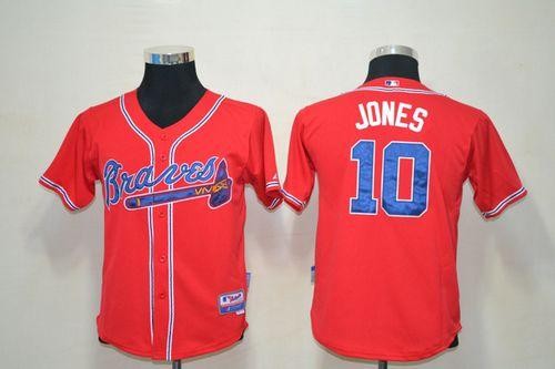 MLB Braves 10 Chipper Jones Red Cool Base Youth Jersey