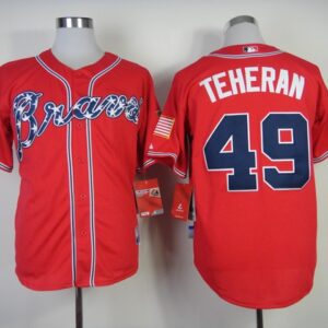 MLB Braves 49 Julio Teheran Red Men Jersey