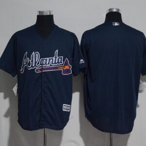 MLB Braves Blank Navy Blue Men Jersey