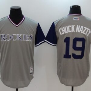 MLB Rockies 19 Charlie Blackmon Chuck Nazty Black Cool Base Men Jersey