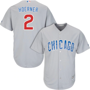 MLB Majestic Chicago Cubs 2 Nico Hoerner Road Cool Base Gray Men Jersey
