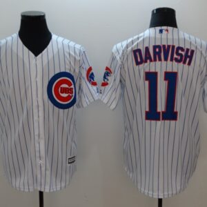 MLB Cubs 11 Yu Darvish White STripes Flex Base Men Jersey