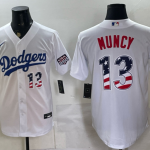 Los Angeles Dodgers 13 Muncy White USA 250 Fourth of July Men Jersey
