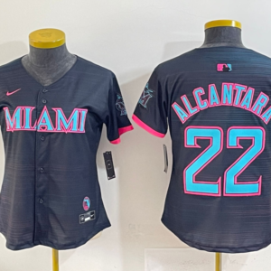 MLB Marlins 22 Alcantara Black 2025 City Connect Nike Cool Base Women Jersey