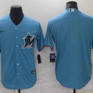 MLB Marlins Blank Blue Nike Cool Base Men Jersey