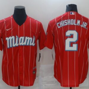 Miami Marlins 2 Jazz Chisholm  2021 City Connect Red Jersey