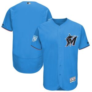 MLB Marlins Blank Blue 2019 Spring Training Flex Base Men Jersey