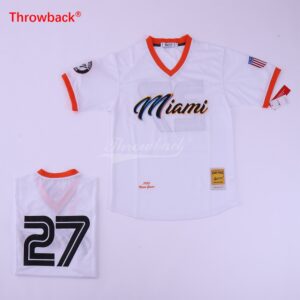 MLB Marlins 27 Giancarlo Stanton Baseball White Throwback Men Jersey