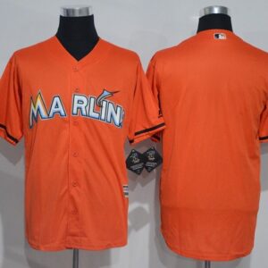 MLB Marlins Blank Orange New Cool Base Men Jersey