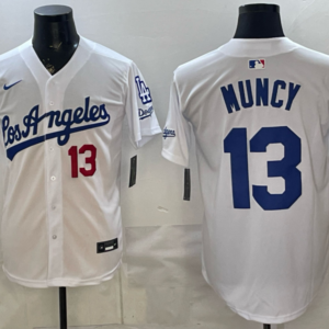 Los Angeles Dodgers 13 Muncy White Champion Alternate Stadium Cool Base Men Jersey