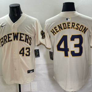 Milwaukee Brewers 43 Henderson Cream Men Jersey