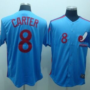 MLB Expos 8 Gary Carter Blue Mitchell and Ness Throwback Men Jersey